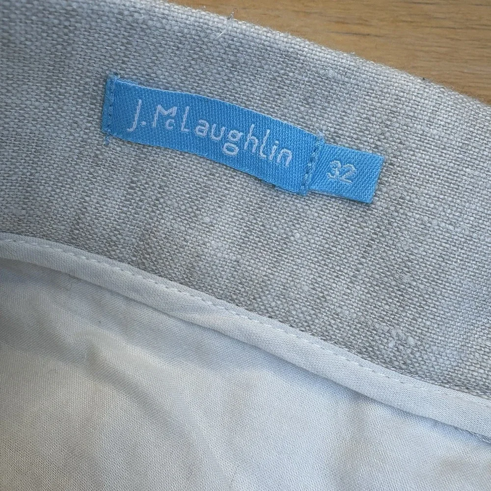 J. McLaughlin 100% Linen Khaki Shorts Size 32 Preppy Beach Coastal